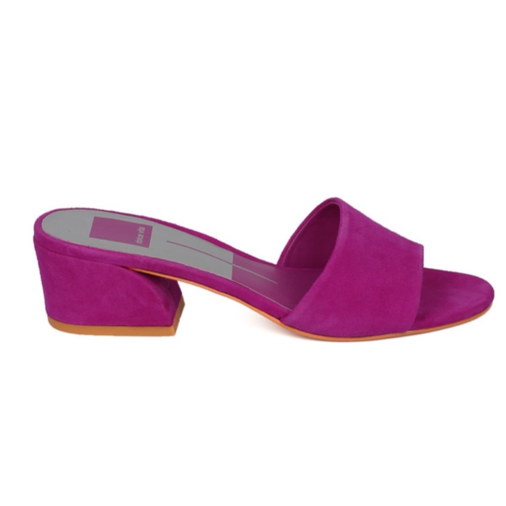 Dolce Vita Rilee hot pink suede slide block heel Barbiecore